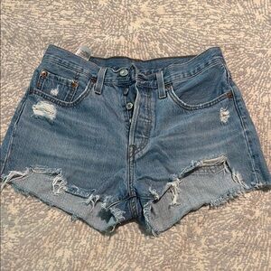 Levi's Blue Casual Jean Shorts with Distressed Details
